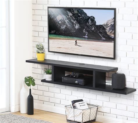 glass floating shelf wall mount tv cable box bracket|Mount.